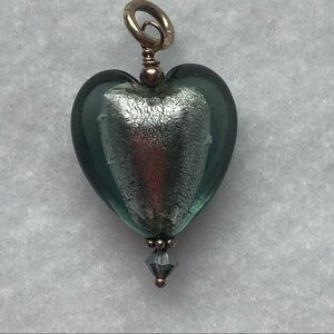 HAND Crafted 925 Silver Metallic Venetian Murano Glass Heart Pendant NEW
